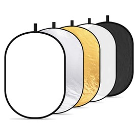 NEEWER 5-in-1 Photography Folding Reflector Board (Silver, Gold, White, Black, Translucent) 23.6 x 35.4 inches (60 x 90 cm)