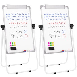 MaxGear Large White Board Easel Stand 2 PCS, 36" x 24" Double Sided Magnetic Dry Erase Board for School & Classroom, Home & Office Stand Flip Chart, Height Adjustable & 360 Degree Rotating Whiteboard