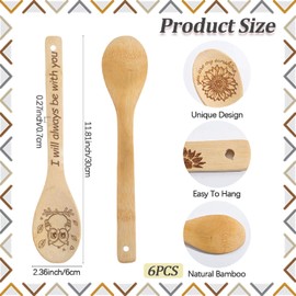 CRASPIRE 6Pcs Owls Always Love You Wooden Spoons Utensil Animal Words Kitchen Tableware Dinnerware Nature Bamboo Cooking Carve Burned Slotted Spatulas for Birthday Decor Housewarming Wedding Gifts