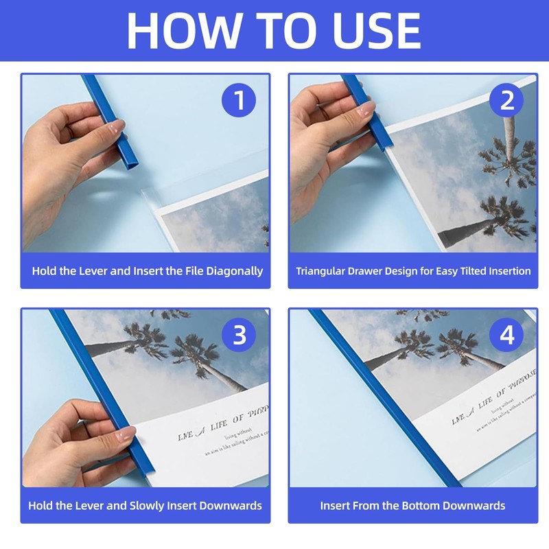 HARY 15PCS Slide Binders A4-1cm Plastic Spine Binding Bars for