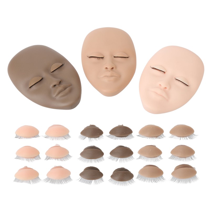 3pcs Lash Mannequin Head Eyelash Extension Practice Doll Head with