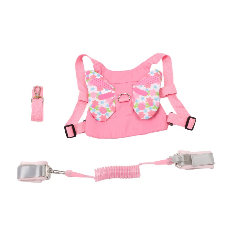 Toddler Harness Leashes with Retractable Wrist Link Pink 1.5M Rope