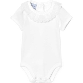 BABIDU Short Sleeve Lace Neck Baby Bodysuit 100% Hypoallergenic Cotton Fabric, Soft and Breathable for Sensitive Skin, Newborn Baby Bodysuit for Boys and Girls