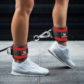 MERCURYAL Pack of 2 Fitness Foot Loops Cable Pull - Kickbacks Foot Loop - Foot Loops Cable Pull - Ankle Straps Gym - Fitness Accessories - Foot Cuffs Cable Pull for Men and Women (Red)