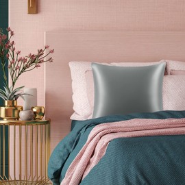 PiccoCasa Silk Pillowcase 19 Momme Silk Pillowcase Made of 100% Pure Mulberry Silk Cushion Cover with Envelope Closure Hair and Skin Care Silk Cover, 1 Piece Dark Grey 40 x 40 cm