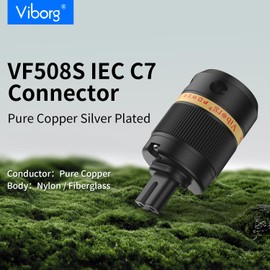 Viborg Audiophile IEC Figure 8 C7 Connector Female Plug Pure Copper Silver Plated VF508S HiFi Mains Cable Upgrade Power Connector Plug