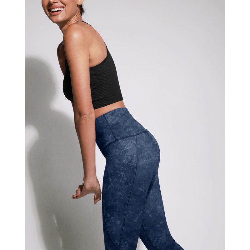 ODODOS Women's High Waisted Pattern Yoga Capri Leggings with Pockets,