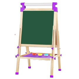 JOYOOSS Easel for Kids Art Easel Kids Easels for Toddlers,Wooden Kid Easel with Paper Roll - Adjustable Magnetic Double Sided Kids Dry Erase board, Art Easel for Toddlers Outdoor Easel for Kids Purple