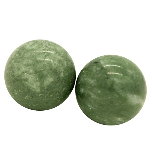 Angry Mole 2" Natural Marble Baoding Balls,Chinese Massage Health Balls for Hand Exercise Therapy and Stress Relief (Green)