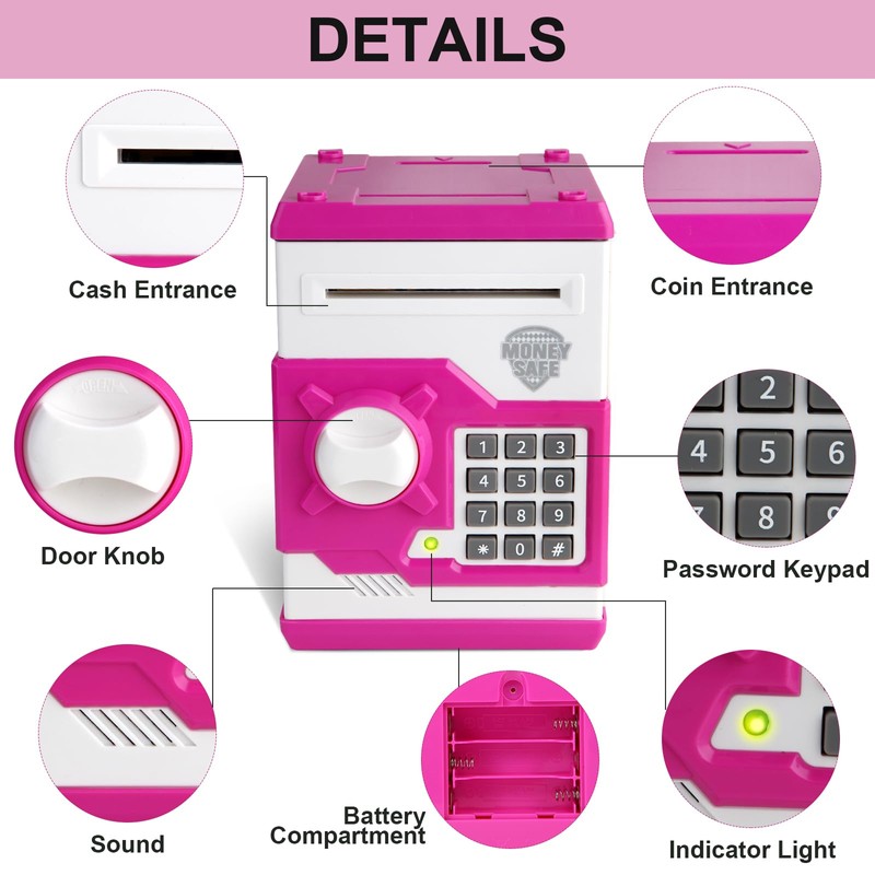 Pup Go ATM Money Box for Girls,Password Code Lock Piggy