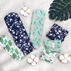 Viedouce washable panty liners, super absorbent bamboo sanitary towel, reusable pads, sanitary pads with 2 waterproof storage bags