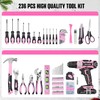 Bielmeier 20V 236Pcs Cordless Pink Drill Set - Essential Women's