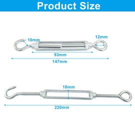 Cjueiom 6Pcs M6 Turnbuckle Wire Tensioner 304 Stainless Steel Turnbuckle Hook and Eye, Adjustable Turnbuckle Heavy Duty, Rope Cable Tension Set