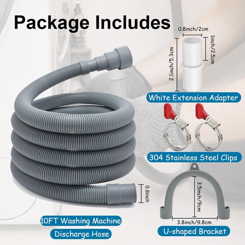 TTFLEX Universal Washing Machine Drain Hose, Washer Drain Hose Extension