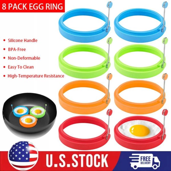 Unbranded 8Pack Non-Stick Fried Egg Shaper Egg Rings 4inch Pancake