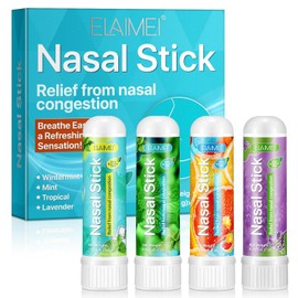Nasal Stick 4 Pack, Quick Aid from a Blocked Nose, Improves Breathing and Increases Focus, Made with Essential Oils and Menthol, Provides Fresh Cooling Sensation
