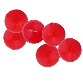 Kosma Pack of 6 Windball Cricket Ball | Indoor & Outdoor Soft Training Cricket Ball for Coaching Practice (Red)