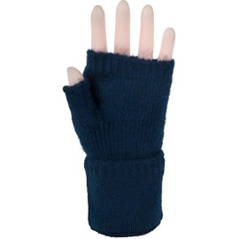 styleBREAKER 09010052 Women's Fingerless Knitted Gloves Plain with Waistband Warm Winter Gloves, darkblue
