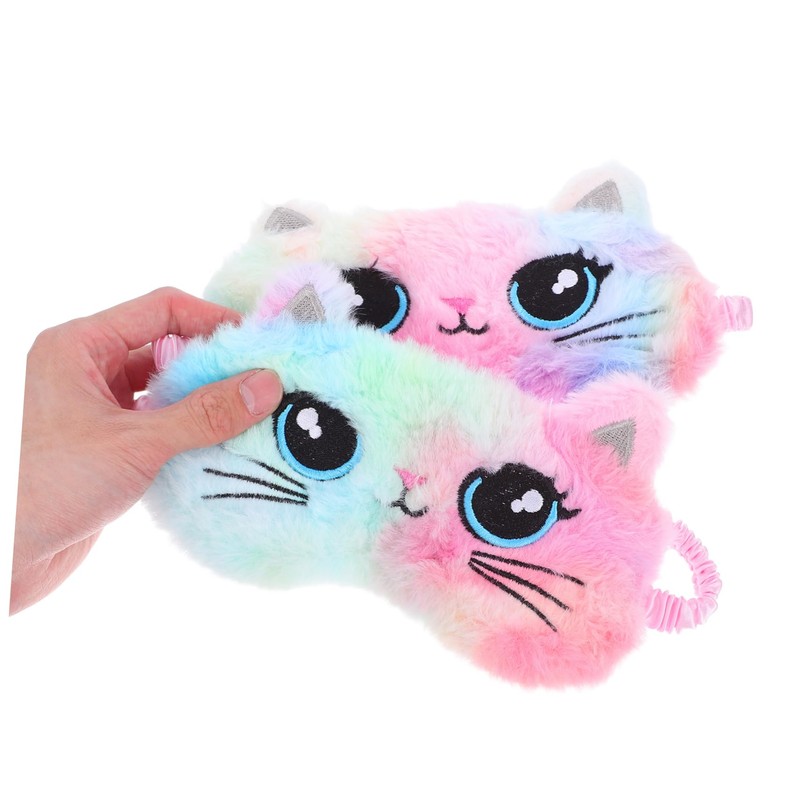 Gatuida 2 Pcs Cute Cat Plush Sleeping Mask Soft Eye