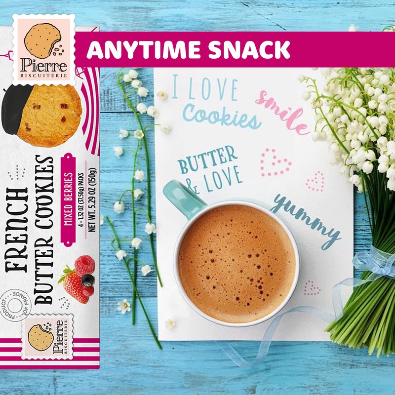 Pierre Biscuiterie French Butter Cookies with Mixed Berries 5.29 Ounce