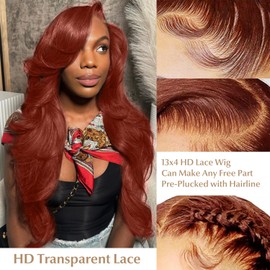 AMIRTY 200% Density Orange Ginger Lace Front Wigs Human Hair 13X4 HD Transparent Lace Front Wigs Human Hair Pre Plucked with Baby Hair #33 Wigs For Women 22 Inch