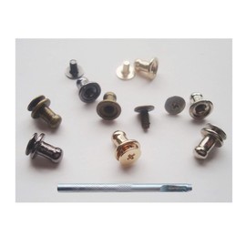 Sam Brown Button Screw Bolts Round Rivets Leather Craft Belt Screw Tip Nail with Install Hole Punch, Pack of 41