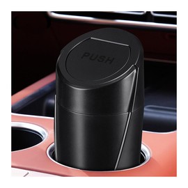 CGEAMDY Car Mini Rubbish Bin with Lid, Mini Car Rubbish Bin, Plastic Car Drink Holder, Mini Rubbish Bin, Portable Car Waste Bin, Cup Holder, for Cars (Black)