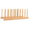 Ejoyous Pot Lid Holder Plate Stand Bamboo Dish Drainer Holder