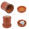 RERIVER Brown PU Leather Dice Cup with Lid, Velvet Interior