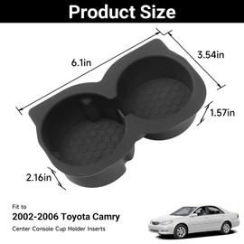 Silicone Non-Slip Center Console Cup Holder Inserts for Toyota Camry 2002 2003 2004 2005 2006 Car Drink Bottle Holder Interior Accessories Waterproof Replaces