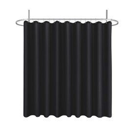 Biscaynebay Fabric Extra Wide Shower Curtain Liners 96" Width by 72" Length, Black Water Resistant Bathroom Curtains, Rust Resistant Grommets Top Weighted Bottom Machine Washable