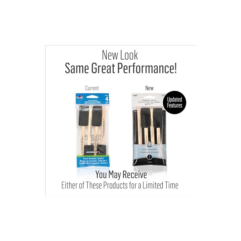 Plaid Foam Brushes 1-Inch, 44246 (4-Piece) , Black