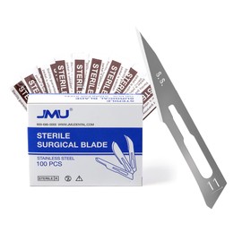 JMU 100pcs Scalpel Blades #11 Stainless Steel Sterile Surgical Blades, Individually Foil Wrapped