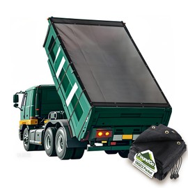 Foundgo 6'X 14' Dump Truck Mesh Tarp 18oz Dump Trailer Replacement Tarp with Grommets, Vinyl Coated Truck Tarps Heavy Duty, Double Stitched Edges,with 2 Pockets