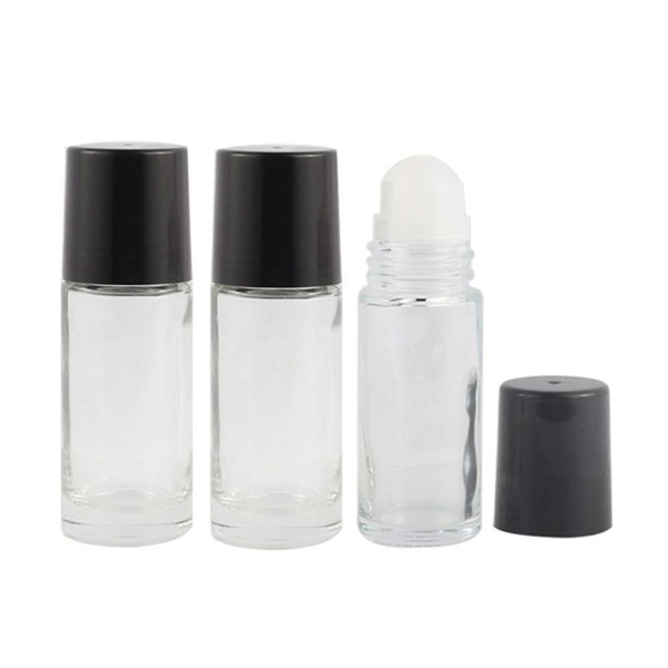 3 Packs Glass Roll On Bottles Deodorant Container Travel DIY Deodorant Bottles With Plastic Roller Balls For Lip Balm Lotion Sunscreen (50ml)