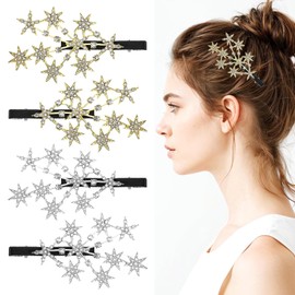 4PCS Rhinestone Star Hair Clips, Sparkly Crystal Hair Clips,Crystal Star Hairs Clip,Bride Wedding Hairs Barrettes, Elegant Metal Hairpin Accessories, Headwear Styling Tools, Present For Women Girls