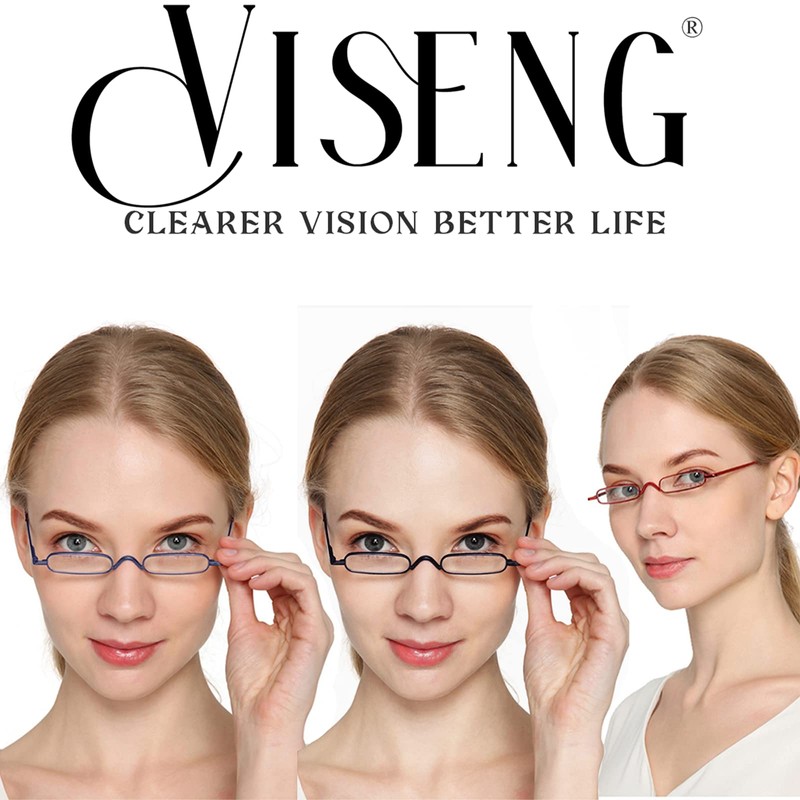 Viseng 3 pairs Slim Mini Metal Reading Glasses Compact Lightweight