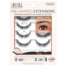 Ardell Pre-Mapped Eyelash Extensions Kit - False Lashes Doll Eye, Reusable Segmented Lash Strips, Long-Lasting with Lash Glue and Remover