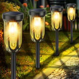 Barleit Solar Lights Outdoor 8 Pack, Solar Pathway Lights, Solar Lights Outdoor Waterproof IP65, Bright Auto On/Off Driveway Patio Light, Solar Garden Lights Landscape Lighting for Walkway Lawn Yard
