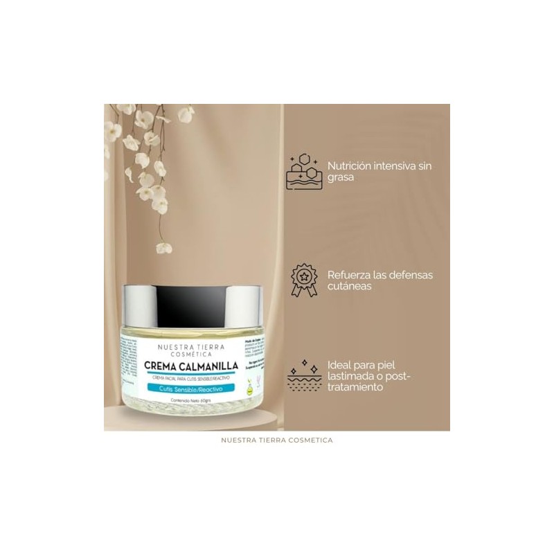 Nuestra Tierra Cosmética Crema Calmanilla Cutis Sensible Reactivo Facial Hidratante