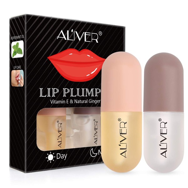 Lip Plumper Gloss - Natural Lip Plumper,Plumper Set Contains Day and Night Lip Gloss -Clear Lip Plump Gloss (clear)