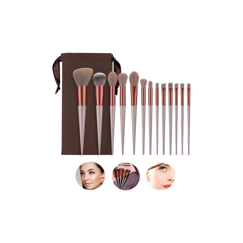 Set 13 Brochas De Maquillaje Profesional Juego De Brochas Color