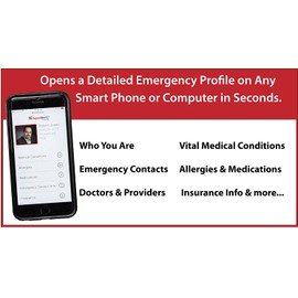 SuperAlert™ Smart Medical ID Card with Detailed Online Profile; Wallet Card with Lifetime Subscription