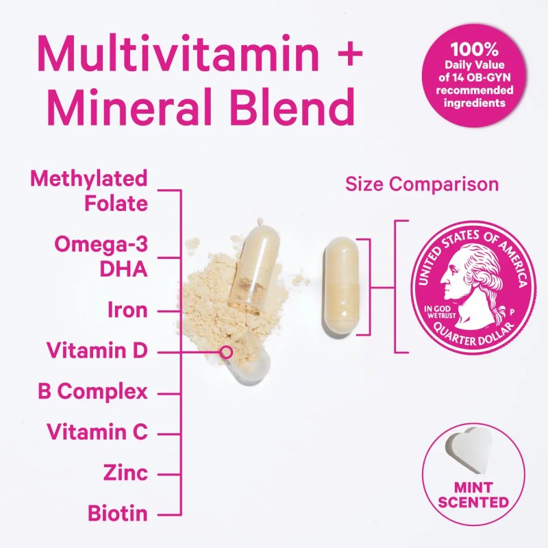 Multivitamínico Pink Stork Total Prenatal con DHA y Folato para