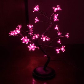 Pink Crystal Flower Bonsai Table Lamp with 9 Foot USB Cord - Battery or USB Operated Mood Night Light by SciencePurchase