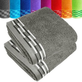 Lashuma Lugano Hand Towels 50 x 100 cm Grey Terry Towel Set Cotton 2 Pieces