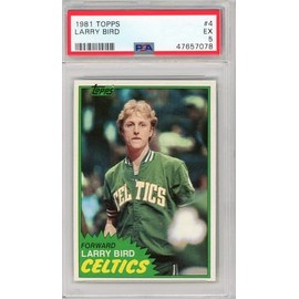 Graded 1981 Topps Larry Bird #4 2nd Year Basketball Card PSA 5 Excellent