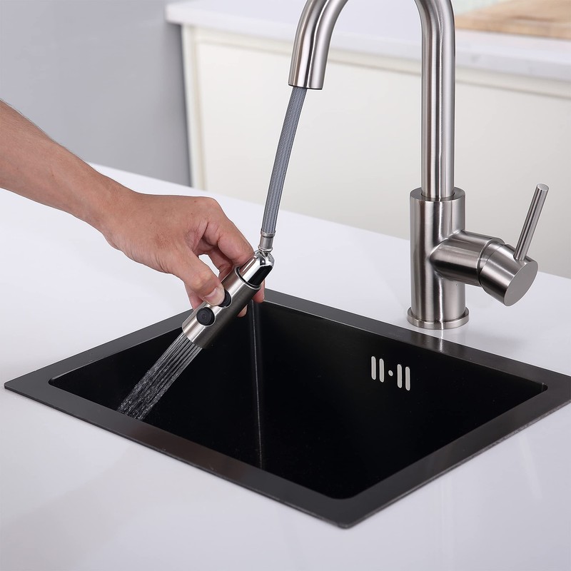Bar Faucet with Pull Out Sprayer Single Hole, JXMMP Single
