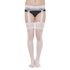 Clearstone My Luxury Cosplay Halloween Knee High Socks Lace Garter Women's White