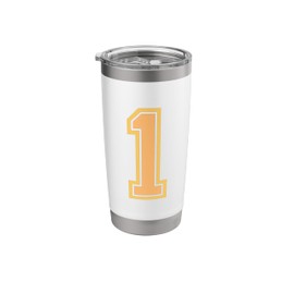 Orange Cream Sports Number 1 Jersey Uniform Player Fan Stainless Steel Insulated Tumbler